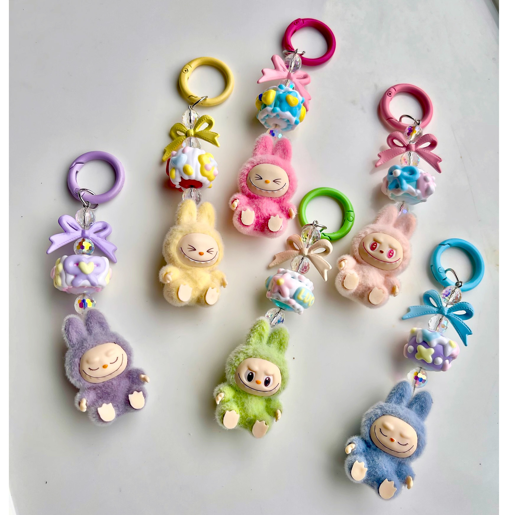 New Labubu plush keychain cartoon creative Keychains Cute Pet Bag For Walking Kids Mobile Phone Pendant Adorable Pendant