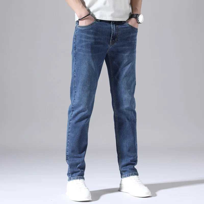 KSTUN Slim Straight Jeans Men Denim Pants Casual Regular Fitness Mens Trousers Light Blue 2025 Summer Mens Clothing Cowboys M250610