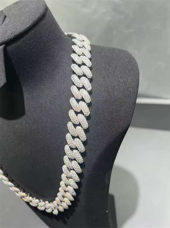 18mm Cuban Link Chain Moissanite 925 Sterling Sliver Luxury 22 Inches Diamond Necklace Hip Hop Necklace OACOCA