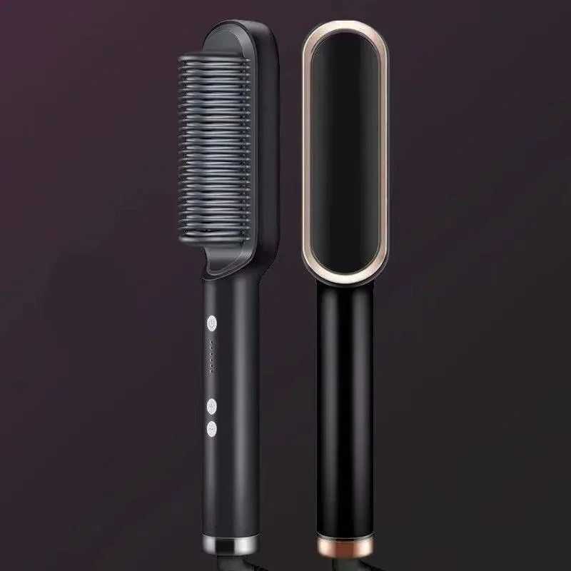Professional Hair Straightener Curler Brush Ceramic Electric Straighten Beard Brush Fast Heating Curler Straightener Comb Styler W250610