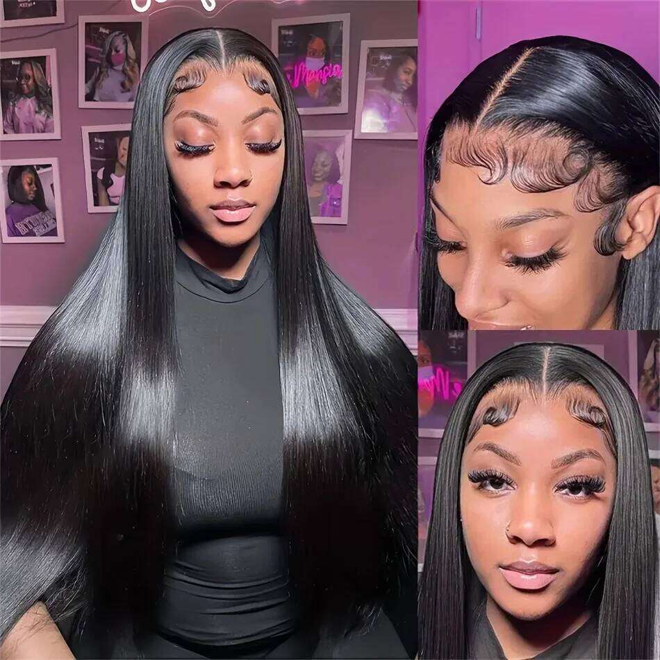 180 Density 13x6 Hd Bone Straight Transparent Swiss Brazilian Remy Frontal Human Hair Wigs Lace Front Wig For Women