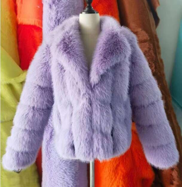 Fox Women's Fashion 2023 Autumn Winter Faux Fur Coat With Blazer Collar