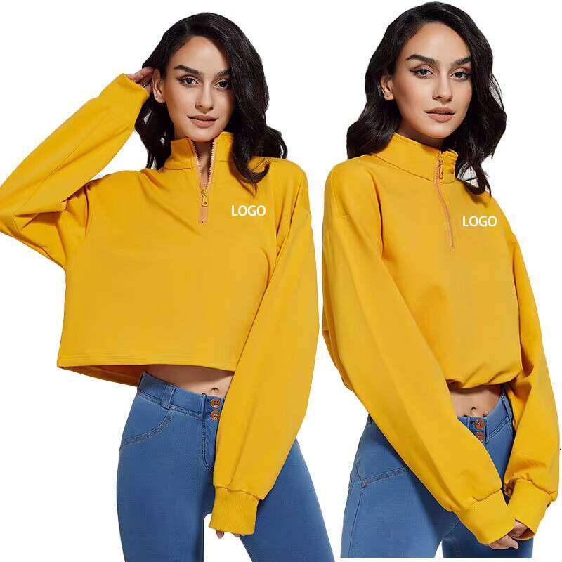 Training & Clothing Autumn 1/4 Zipper Sports Gym Jogging Yoga 95% Cotton Cut Oversized Pullover Women's Hoodie