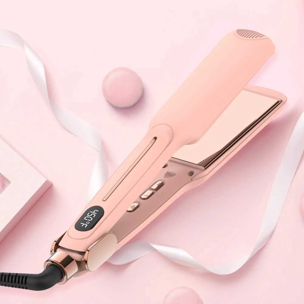 2-in-1 Flat Hair Straightener Curling Iron Infrared Ion Reduces Frizz Suitable for Straight Hair Curly Hair Gifts W250610