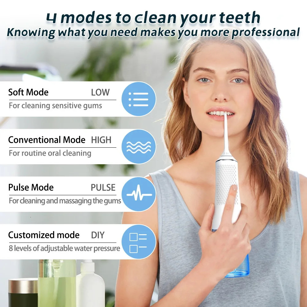 Portable Oral Irrigator Dental Water Flosser Dental Water Jet Tools Pick Cleaning Teeth 300ML6Nozzles Mouth Washing MachineFloss 250605