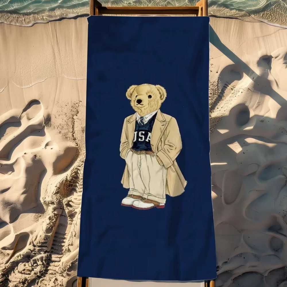 Fashion P-polo Bears Printed Towel Pool Beach Portable Quick Dry Sand Outdoor Swimming Travel Blanket Thin Mat Bath Towels S25610