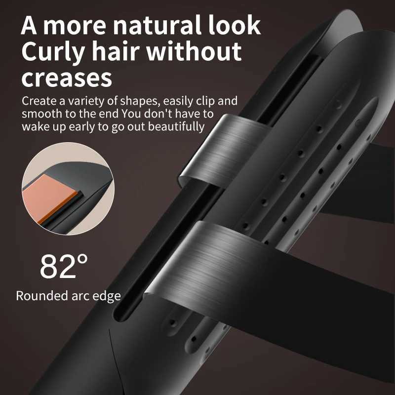 2-in-1 Curling Wand Flat Iron Professional Hair Straightener with Negative Ions Styling Tool for Professional Salon Straightening W250610