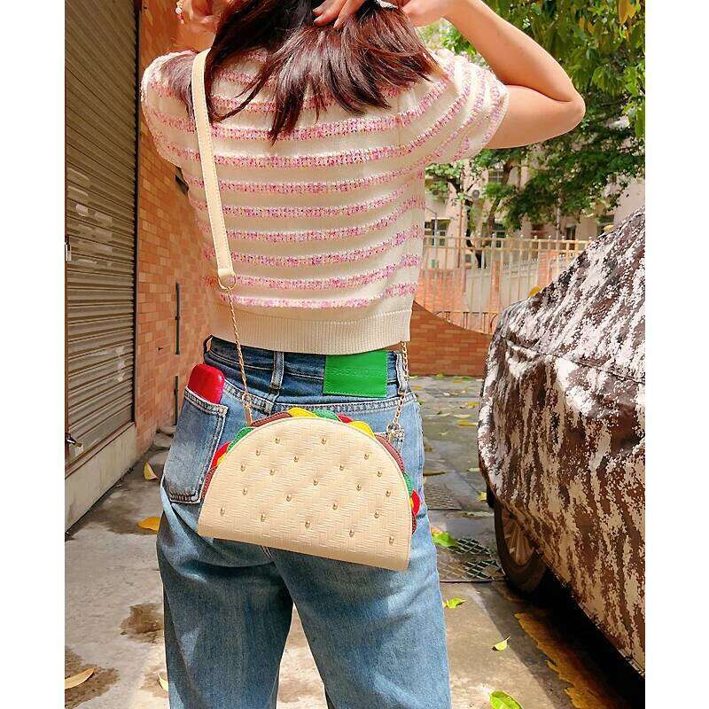 Cute Mexico Taco Shape Women Food Model Handbag And Purse Female Designer Clutch Party Girls Chain Ladies Shoulder Bag