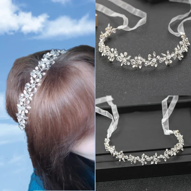 Silver Color Headbands For Women Bride Handmade Crystal Rhinestone Tiaras Hairbands Wedding Hair Accessories Queen Headband Gift 250610