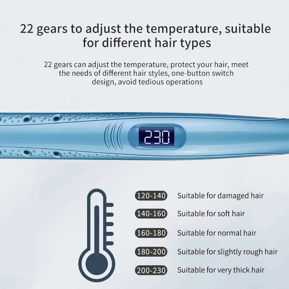 Professional Ceramic MCH Heater Far Infrared Hair Straightener Dry Wet Negative Ion Flat Iron Fast Heating Styling Tool W250610