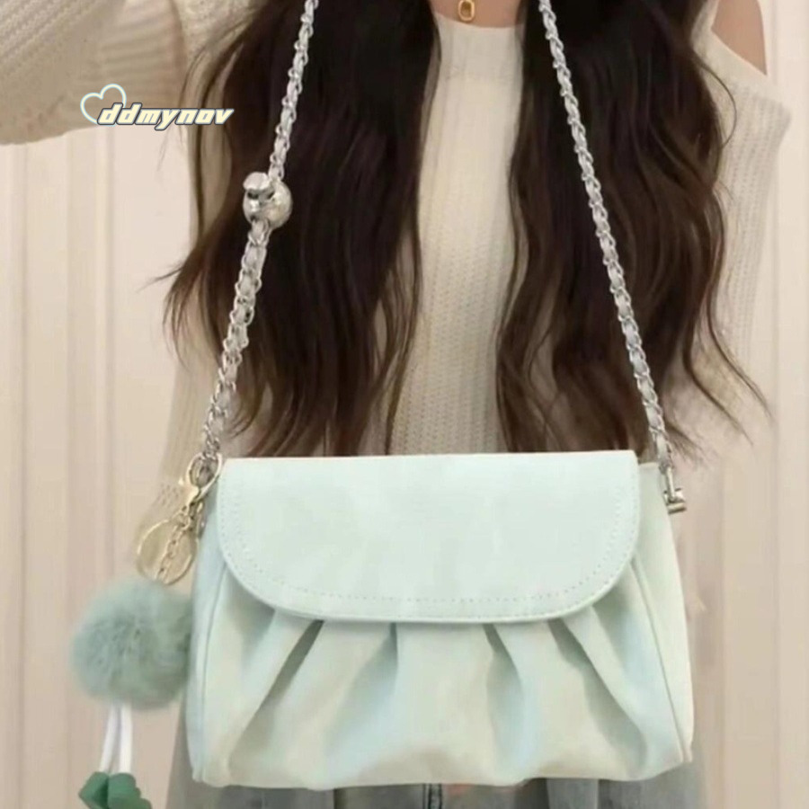 2024 New Chain Texture Crossbody for Women High-end Exquisite Phone Small Soft Leather Summer Cloud Bag ddmynov