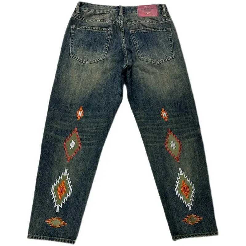 Mens Cowboy Pants Straight Graphic Summer Jeans for Men Grunge Y2k Stylish Aesthetic Korean Fashion Trousers Cheap Vintage Washed M250610