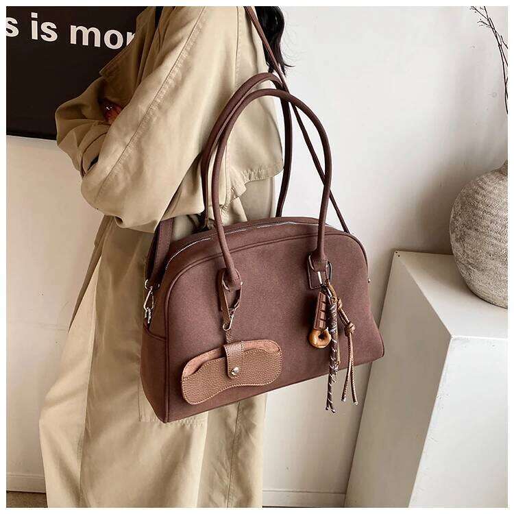 Big Size Women Bowling Bags Suede Large Capacity Shoulder Crossbody Bag With Long Strap 2025 Designer Handbags Tote Sac