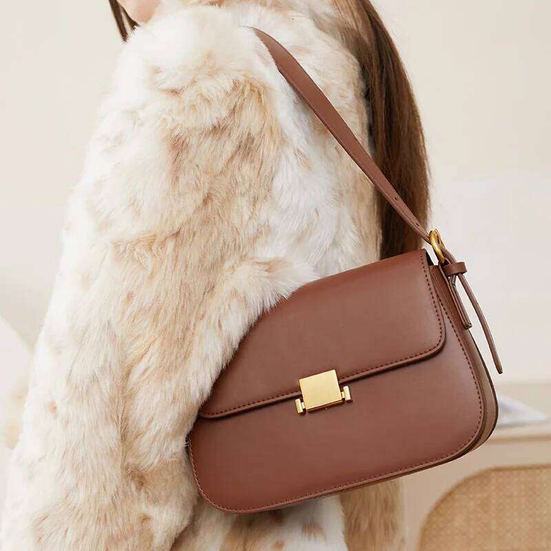Zency Premium Design Armpit Women's Genuine Leather Handbag 2024 Spring Summer Fashion Square Bag Shoulder Crossbody Gift Ba