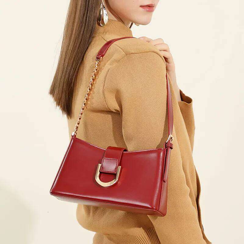 Genuine Leather Women's Designer Adjustable Shoulder Bags Classic Crossbody Chain Bag Cowhide Fashion Handbags 2979