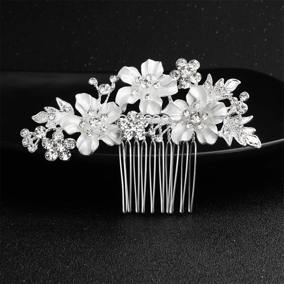 Efily Classic Silver Color Wedding Hair Combs Hairpins Crystal Rhinestone Bride Hair Accessorie Tiara Bridal Hair Jewelry 250610