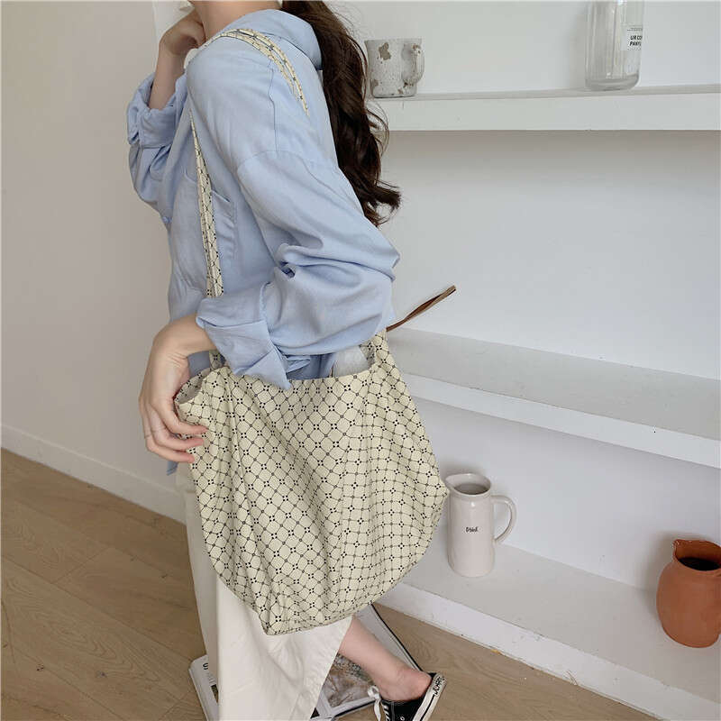 Korean Style INS Canvas Artistic Fairy Shoulder 2023 Spring Summer New Printed Large Capacity Casual Tote Bag