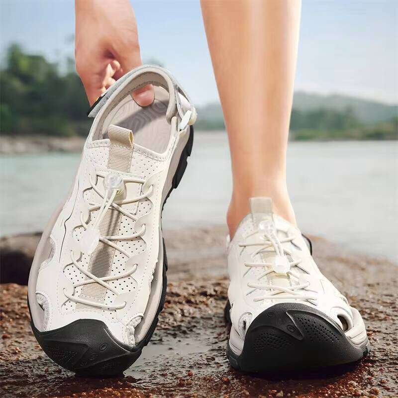 Outdoor Leather Sandals Hot Selling Casual Shoes for Men Rubber Mesh Summer Slippers