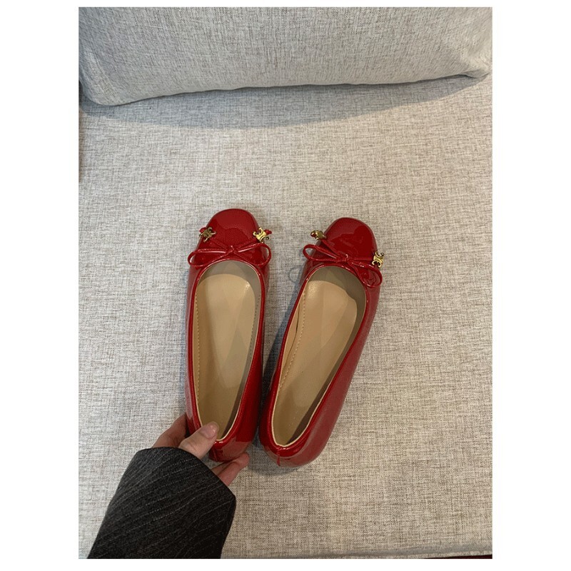 sandal New Spring French Style Petite Height Increasing Flat For Women With Bowknot Ballet Flats Square Toe Shallow Mouth Single Shoes Ddmysaturn