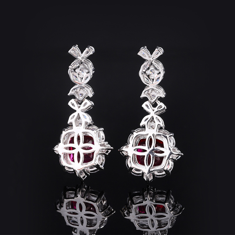 Sophisticated S925 Sterling Silver Dangle Earbobs Adorned by Lustrous Colored Zircons