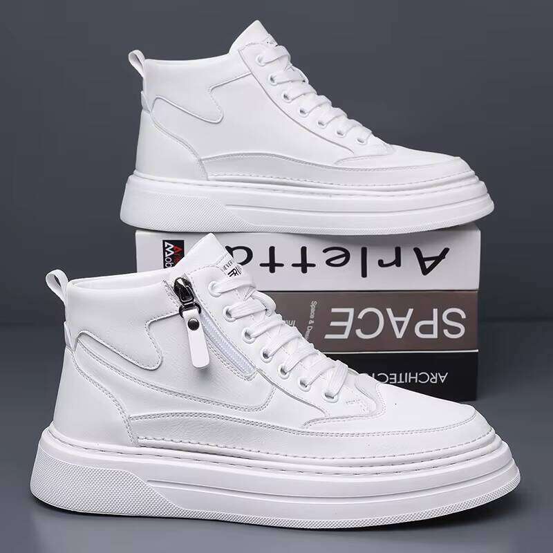 Hot Selling Fashion Winter Casual White Outdoor Leather Boots High Top Men's Shoes