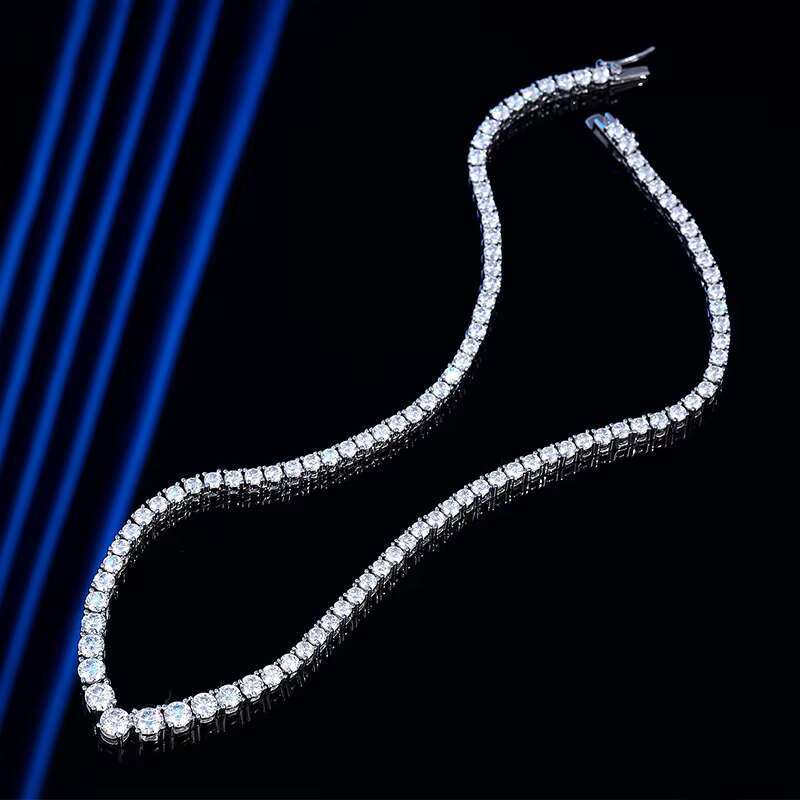 OACOCA Wedding Jewelry 925 Sterling Silver Tennis Chain VVS1 D Color White Gold Plated V Shape Link Moissanite Necklace