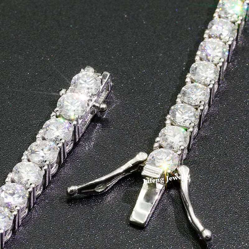 OACOCA Hip Hop Sterling Silver White Color Moissanite Diamond Tennis Chain Necklace 6mm Moissanite Tennis Necklace