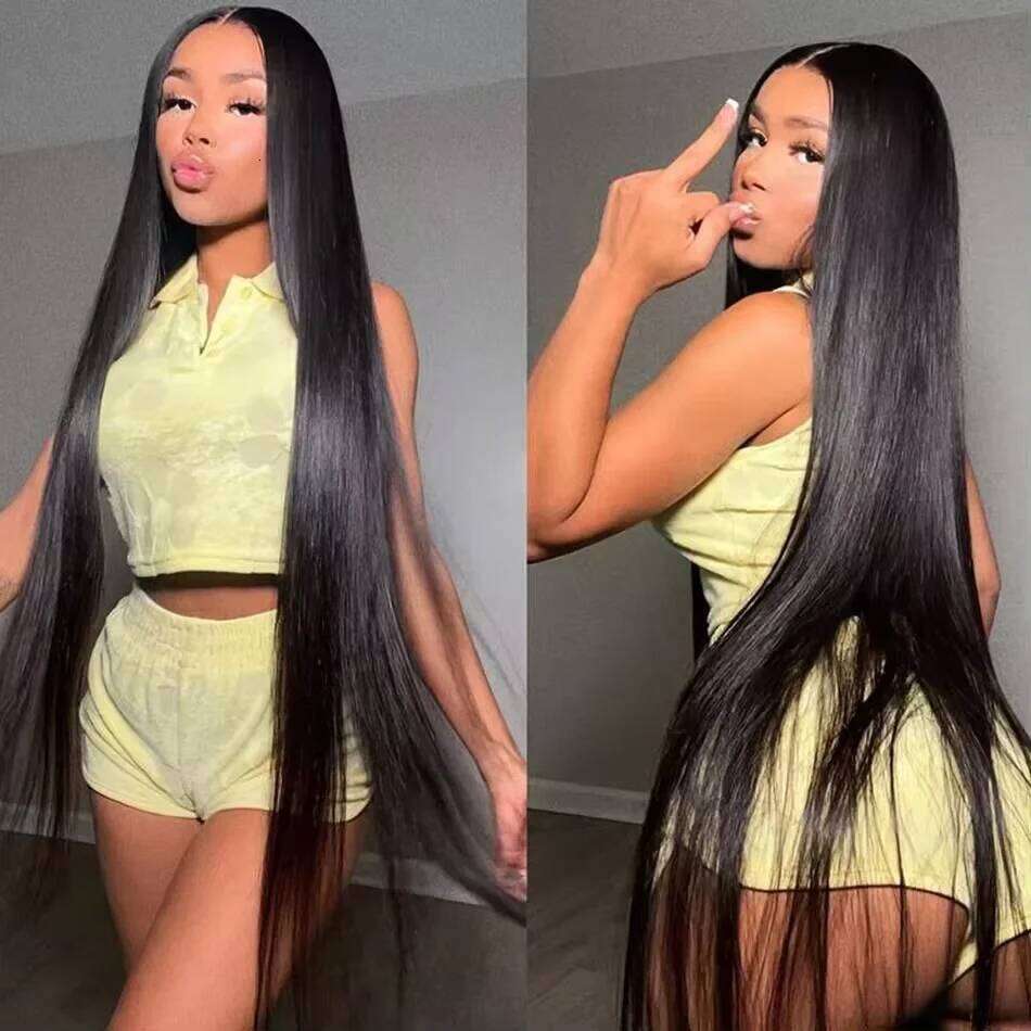 36 Inch Glueless Straight 4x4 Lace Front Human Hair Wig 100% Natural Pre Plucked Cheap Vieamese Wigs For Women