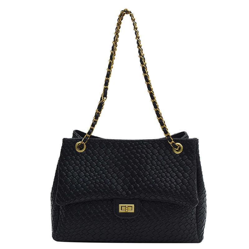 Fashion Woven Pattern Large Capacity Crossbody For Women New Stylish Versatile Shoulder Underarm Trendy Handheld Chain Bag