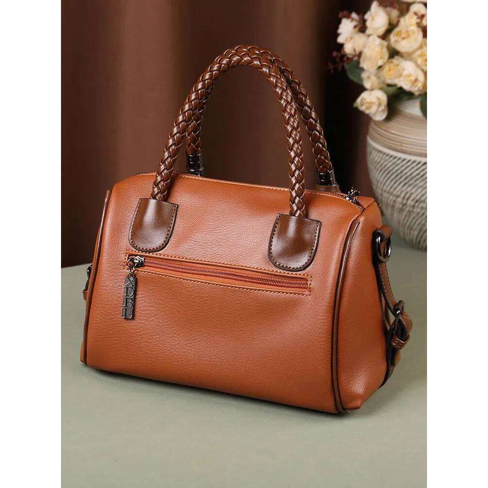 Woven Women's Handbag With Wallet 2024 Vintage European And American Checkered Women Shoulder Bag Large Capacity Boston Lady Bag