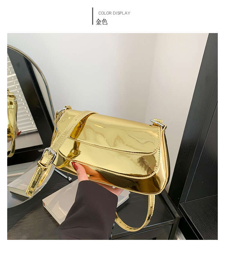 High-Quality Texture for Women 2024 Summer New Shiny Underarm Fashion Simple Ladies Shoulder Crossbody Bag GUHUISHU