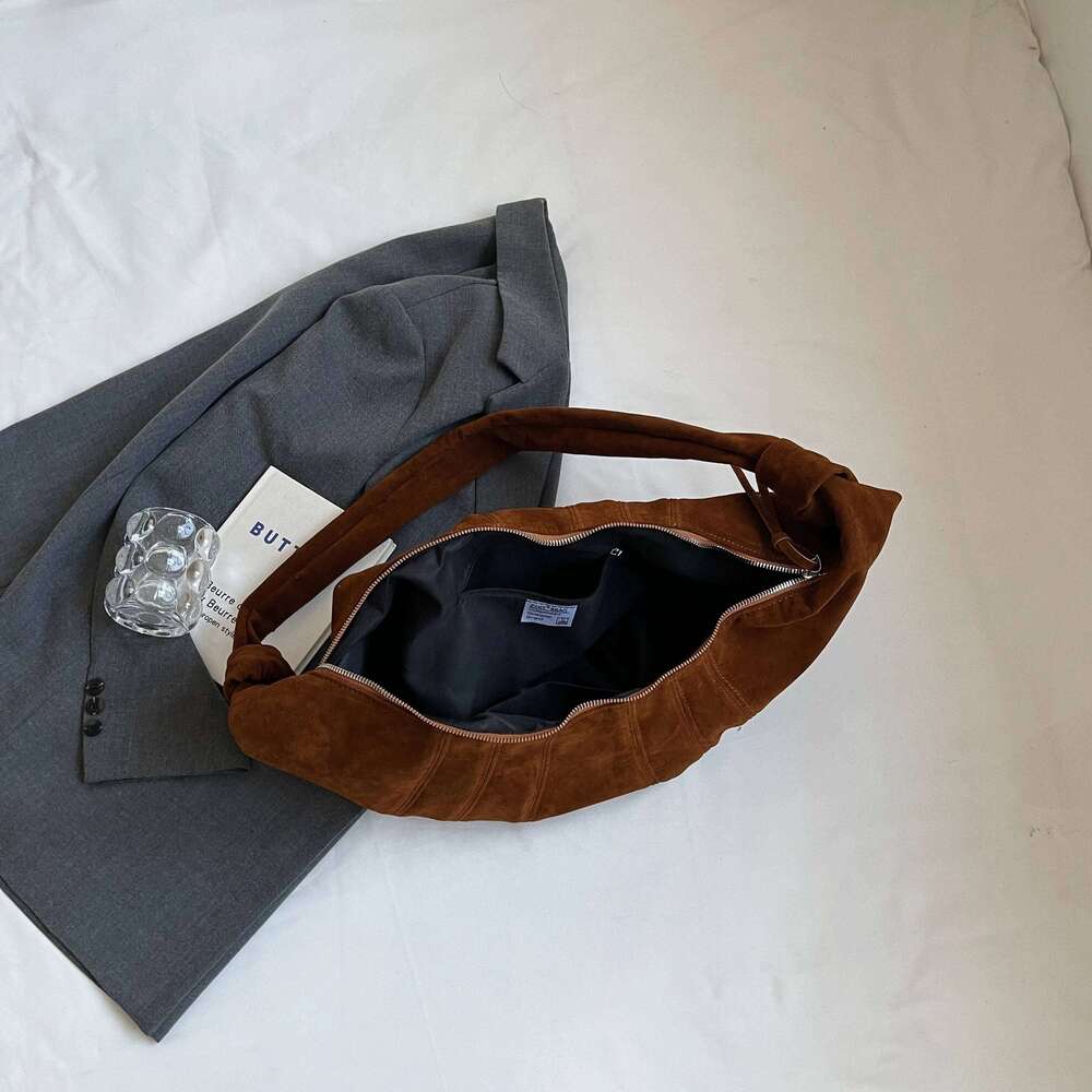 High Quality Faux Suede Hobo Women Large Retro Shoulder Bags 2024 In Winter Designer Cross Body Bag Lazy Style Shopper Tote