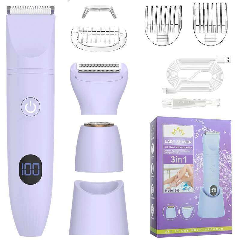 RESUXI Women's 3 in 1 Electric Epilator Bikini Waterproof Shaver Removal Sideburns Lip Clipper Private Hair Trimmer