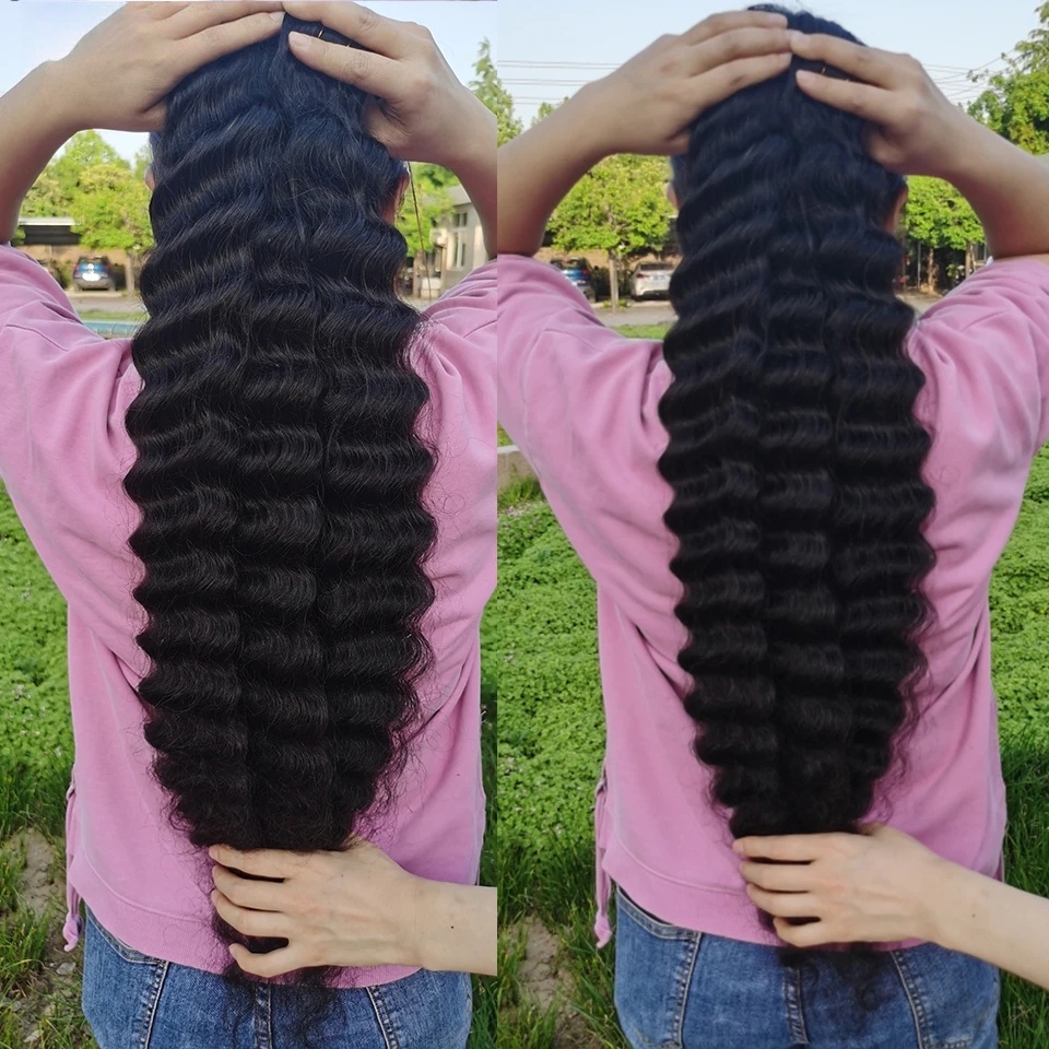 3/4 Hair Brazilian Water Wave Hair Bundles 100% Human Hair Weaving Remy Hair Extensions Water Wave Bundles 8-26inch Natural Color Hair Wave Weave Huma