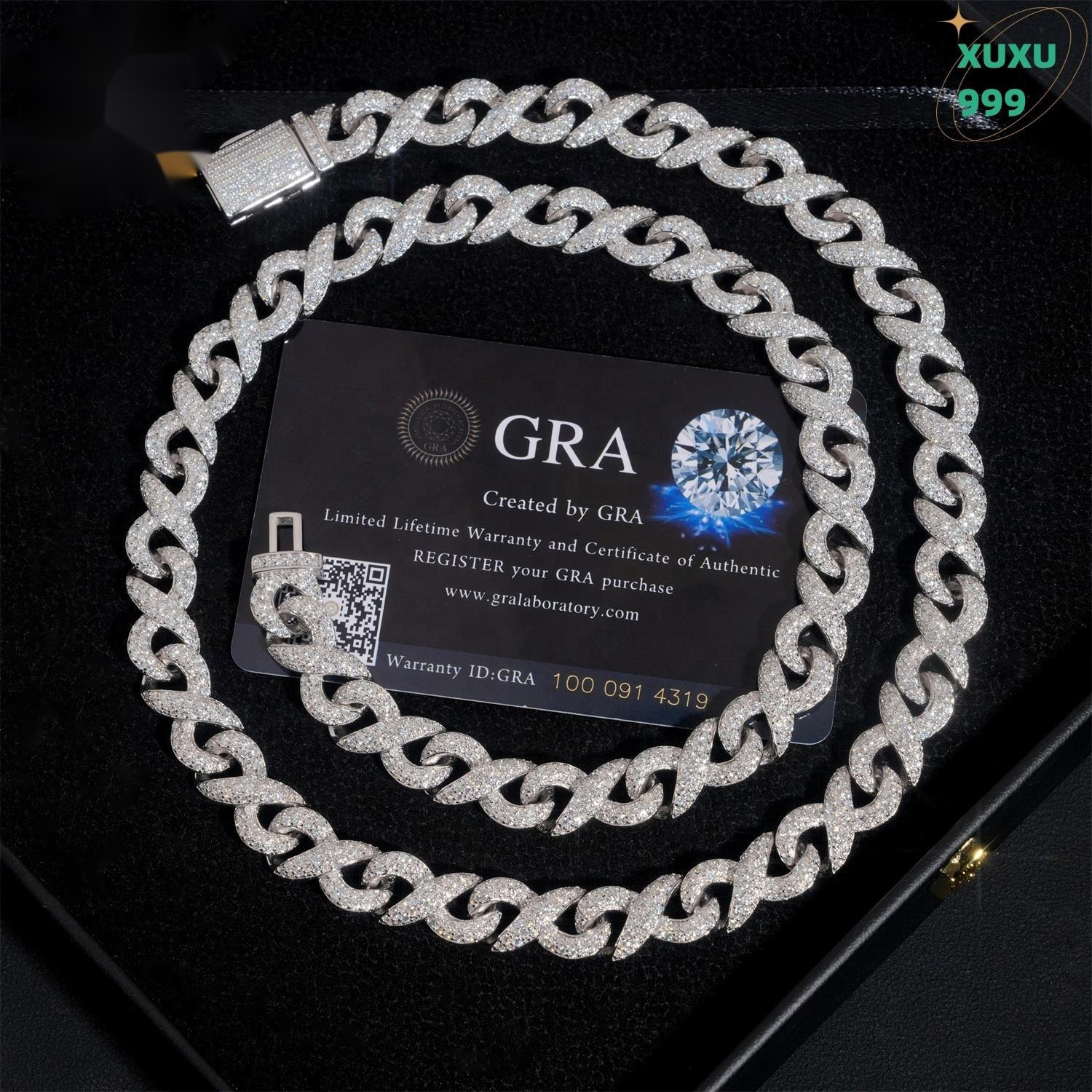 Moissanite Hip Hop Jewelry Trendy New Out Cuban Chain 925 Silver 10mm Infinity Necklace OACOCA