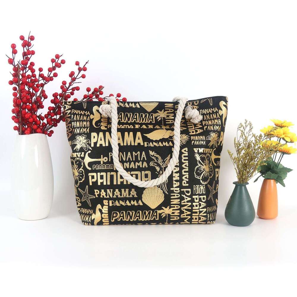 New Canvas Foam Craft Large Capacity Fashion Trend Letter Print Women's Shoulder Beach Tote Bag