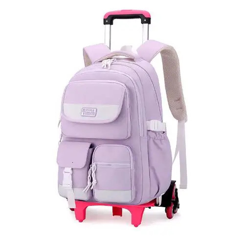 School Rolling Backpack for girls Wheeled backpack Primary Trolley Bags Middle schoolbag with wheels 250605