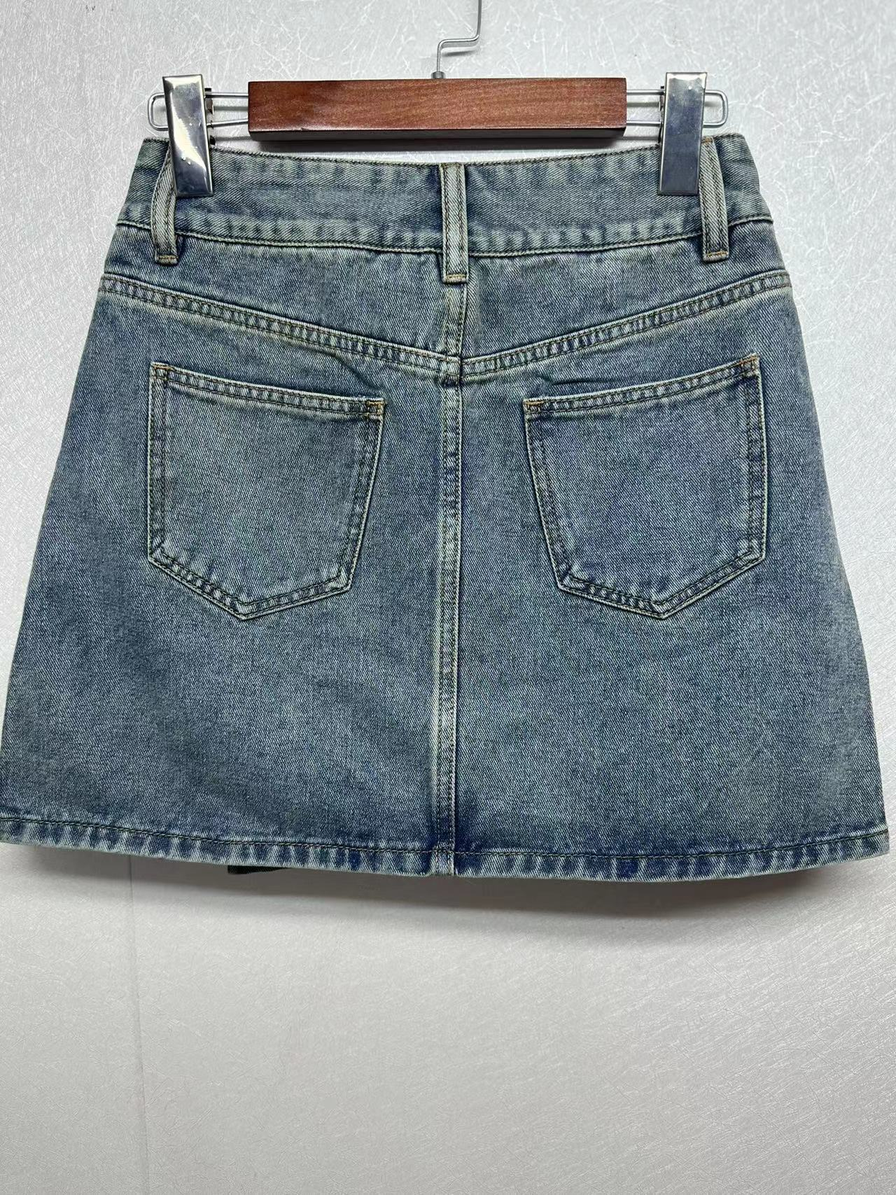 Super cool fashion high waist denim lace skirt manufacturers custom wholesale 1219