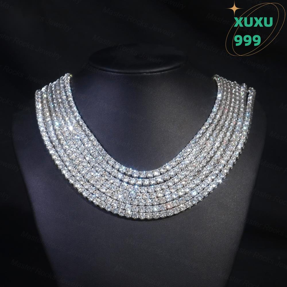 OACOCA 4mm Moissanite Tennis Iced Out S925 Hiphop Jewelry Necklace Moissanite Tennis Chain