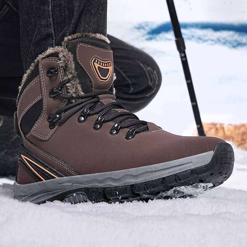 Wholesale Big Size Outdoor Factory Price Men Add Fur Keep Warm Sport Hiking Boots Winter Shoes