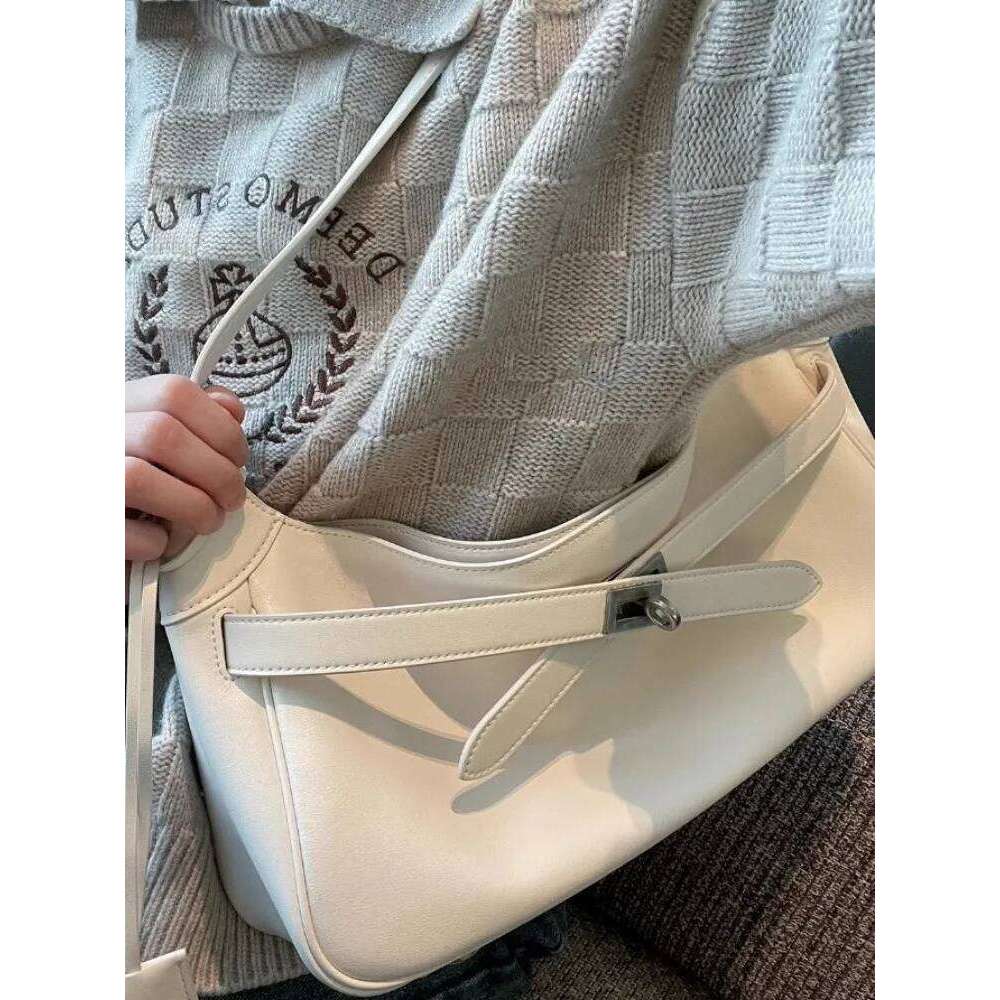Women New Fashion Single Shoulder Designer Solid Color Elegant Cow Split Leather Office Ladies Work Handbag Hasp Underarm Bag 2025/06/10
