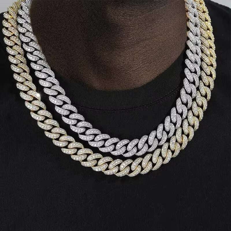Hip-hop Necklace Fashion Personality Moissanite Mens Cuban Chain OACOCA
