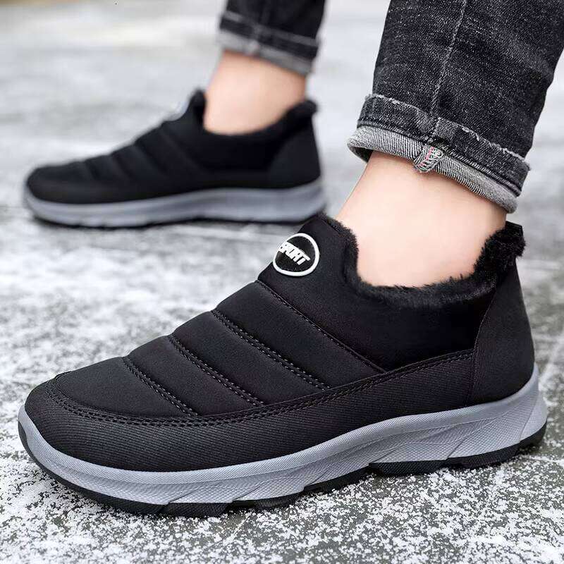 Plus Veet Warm Snow Shoes Flat Casual Sneakers Winter Boots for Men Women Adult Cotton Fabric Cloth Rubber 3 Colors