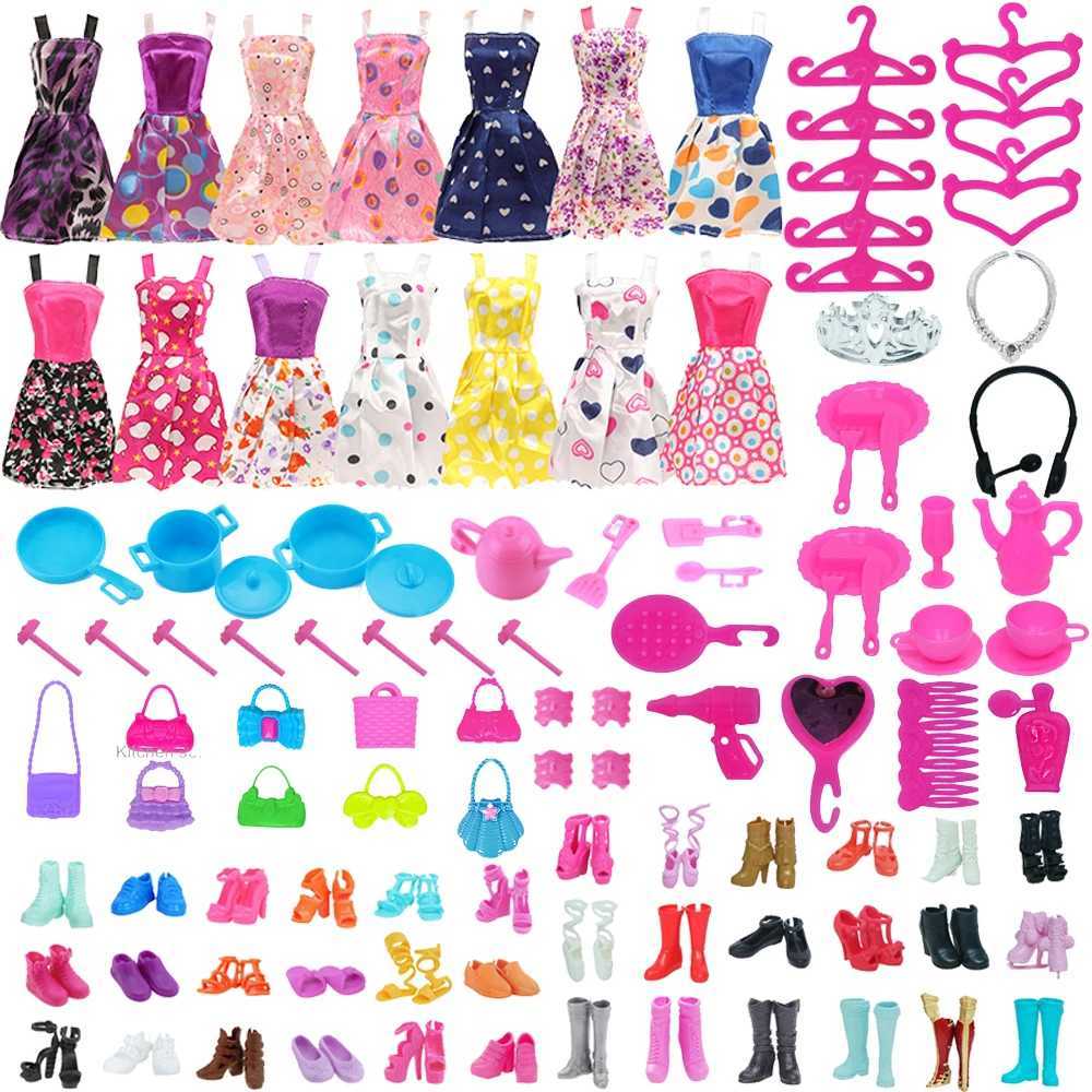 65PCS/Set Doll Clothes Shoes Accessories Handbags Hangers Fits 11.8 Inch Barbies Doll BJD DollFurniture Toy For Girls W250610