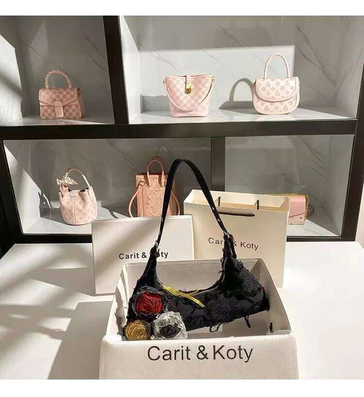 New Fashion Casual Denim Tassel Square Solid Floral Appliques Shoulder Women's Handbag Lady Purse Female Cool Bag