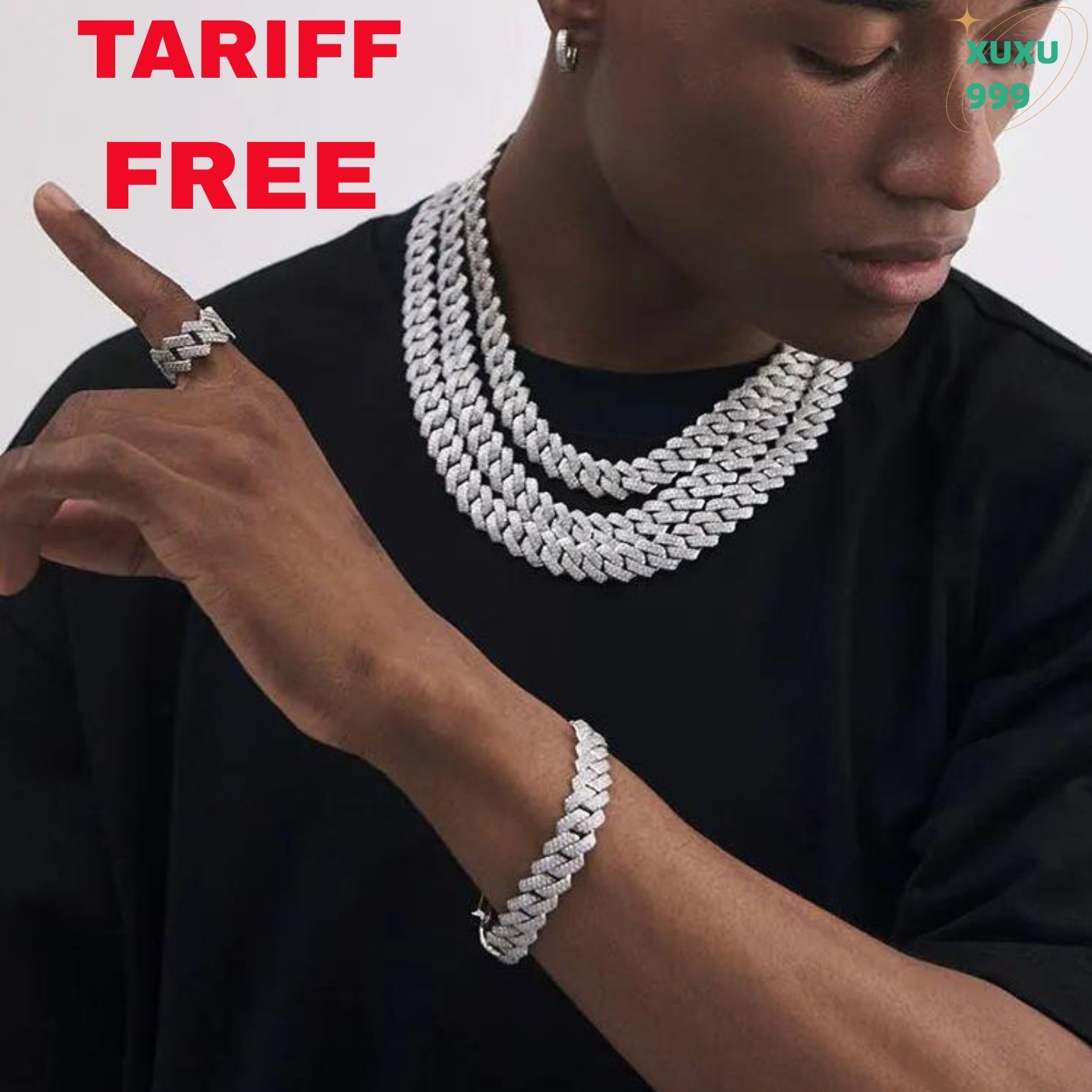 OACOCA Dropshipping 14mm 2-Row Cuban Chain for Men Women Gold Spring Clasp Iced CZ Full Paved Prong 5A Zircon for Gift Necklace