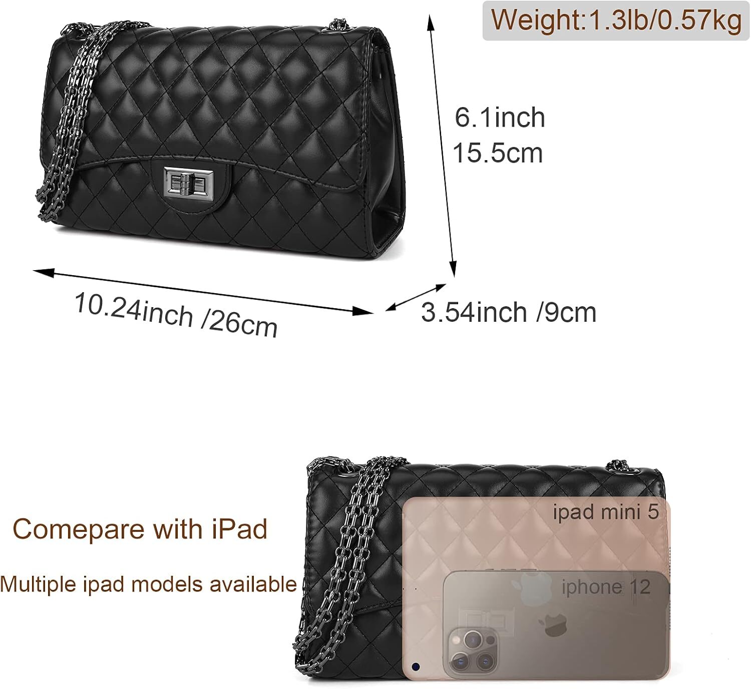Quilted Crossbody Purse for Women Trendy Ladies Shoulder Bag with Chain Designer Purses