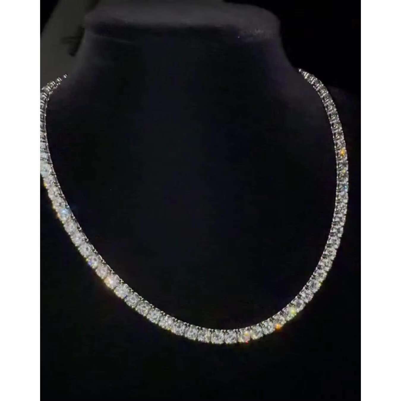 OACOCA 5mm VVS1 Moissanite Diamond Tennis Chain Necklace Iced Out Round Cut Design 925 Silver Passes Diamond Tester Hip Hop Jewelry