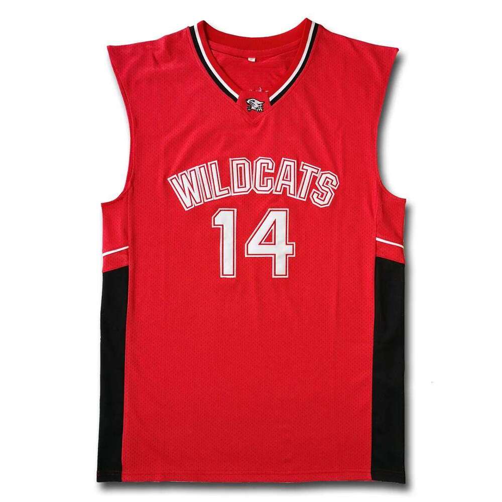 Number 14 Zac Efron Troy Bolton East High School Wildcats red Retro Basketball Jersey Men's ed Jerseys Sport Shirt