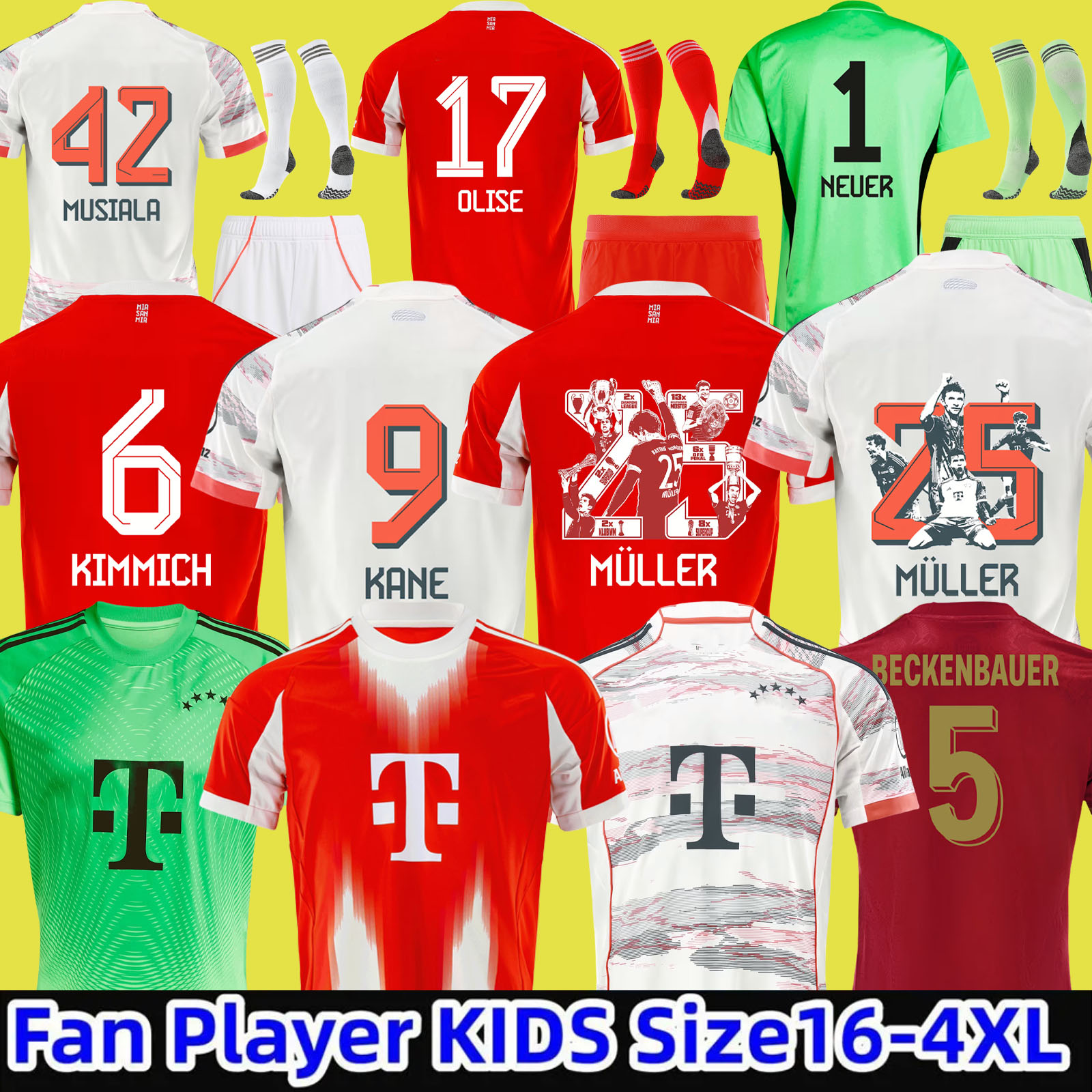 24 25 26 soccer jersey SANE 2025 football shirt GNABRY camisa de futebol KIMMICH fans player Kit Neuer KANE BayernS OLISE Munich 125-Year Anniversary Beckenbauer